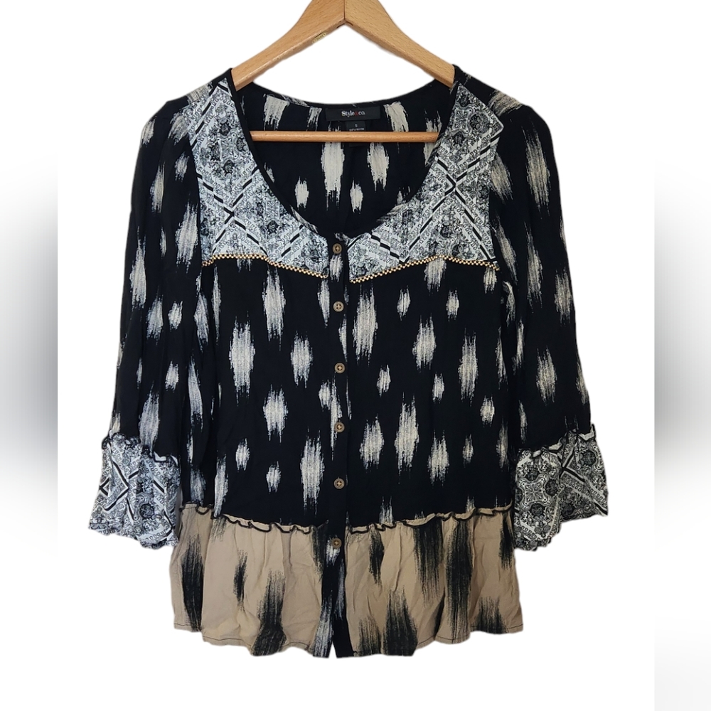 Style & Co. Boho Blousy Top. Size S
